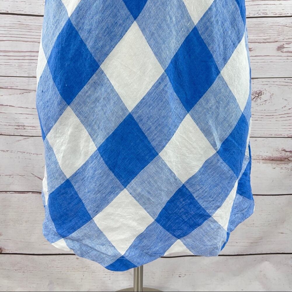 Crown & Ivy plaid blue and white ruffle neckline - Picture 3 of 11